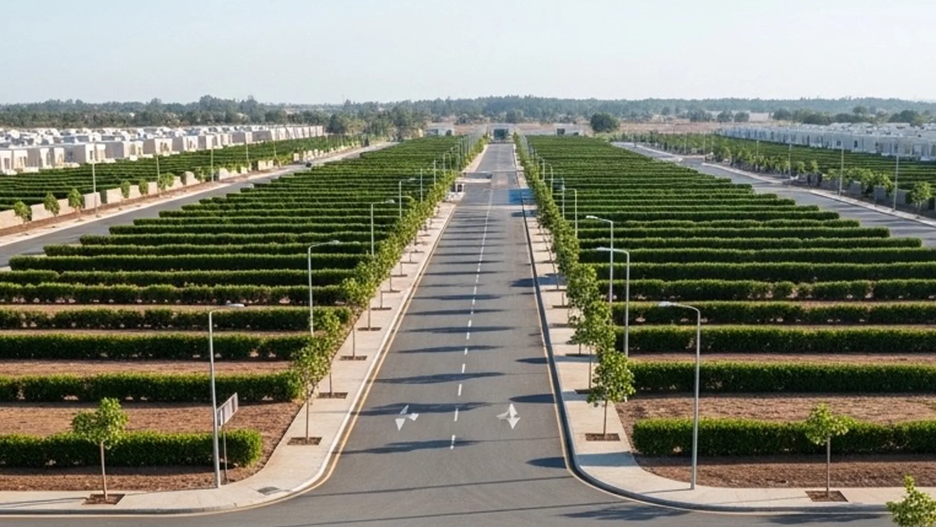 Wide internal roads within the township